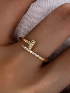 14.KGP Pave Nail-Style Open Ring